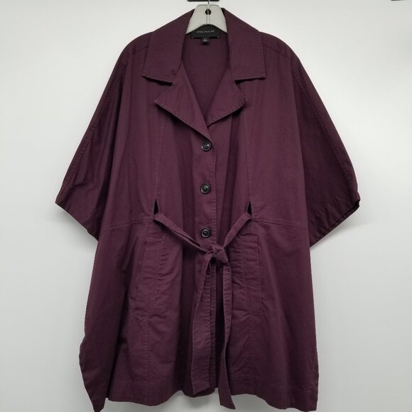 NWOT Ann Taylor Plum Trench Coat / Cape Poncho M/L - Perfect Piece for Fall - Picture 2 of 7